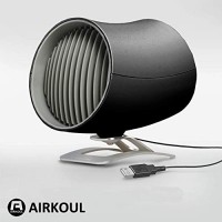 USB Table Fan  Airkoul Small Personal Electric Fan  PC/Laptop Cooling Fan with Twin Turbo Blades for Home  Office  Travel -(Dual Motor Driver  Touch Control  Whisper Quiet)-Black - B07DKXT2TR